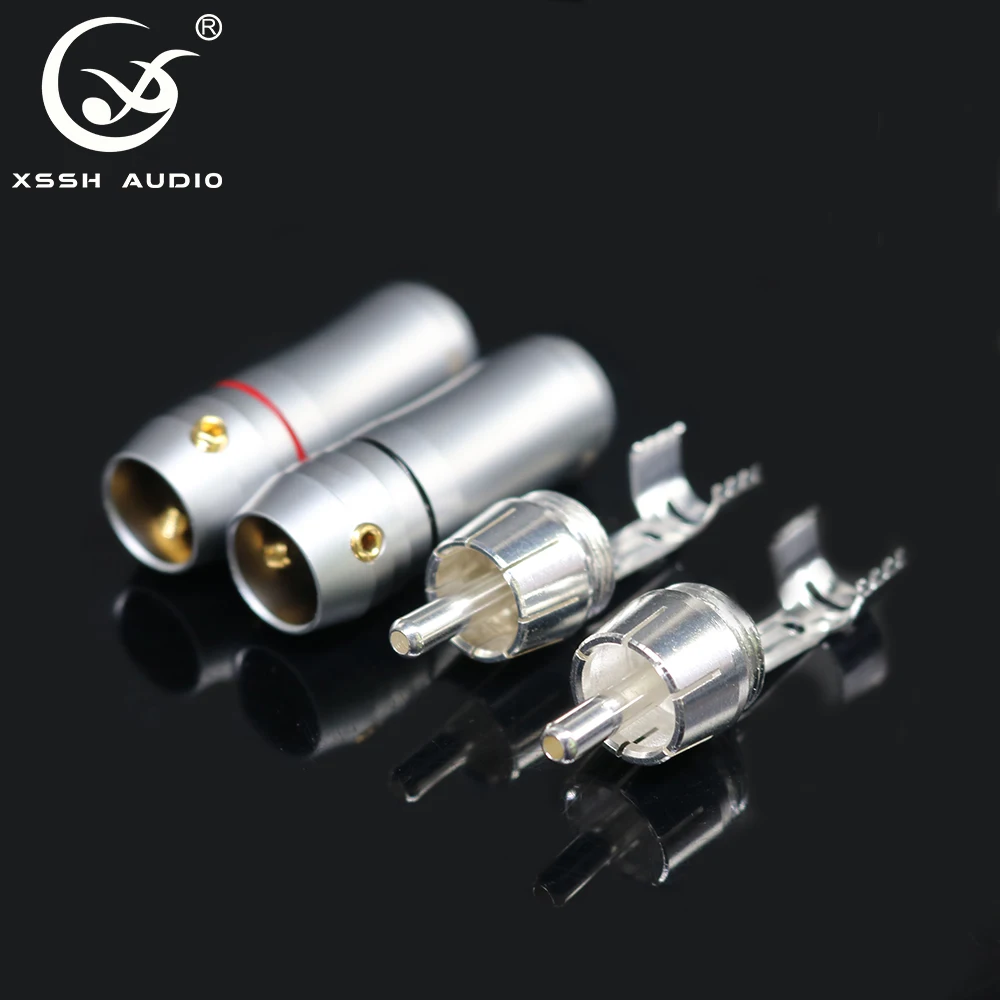 4pcs 8pcs 16pcs Audiophile Adapter Lotus YIVO XSSH Hifi OEM DIY 8mm Cable Brass Silver Plated Male Audio RCA Plug Connector Jack