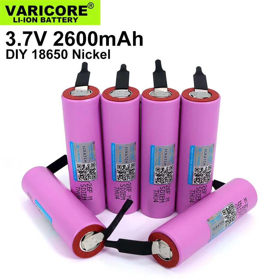 1PCS VariCore Original protected 18650 3.7V 2600mAh rechargeable battery  batteries ICR18650-26F Industrial use+DIY Nickel