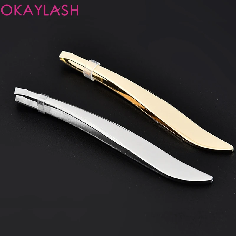 OKAYLASH Metal Eyebrow Tweezers Rose Gold Pincet Clips Stainless Steel Face Hair Removal Beautfy Makeup Tool