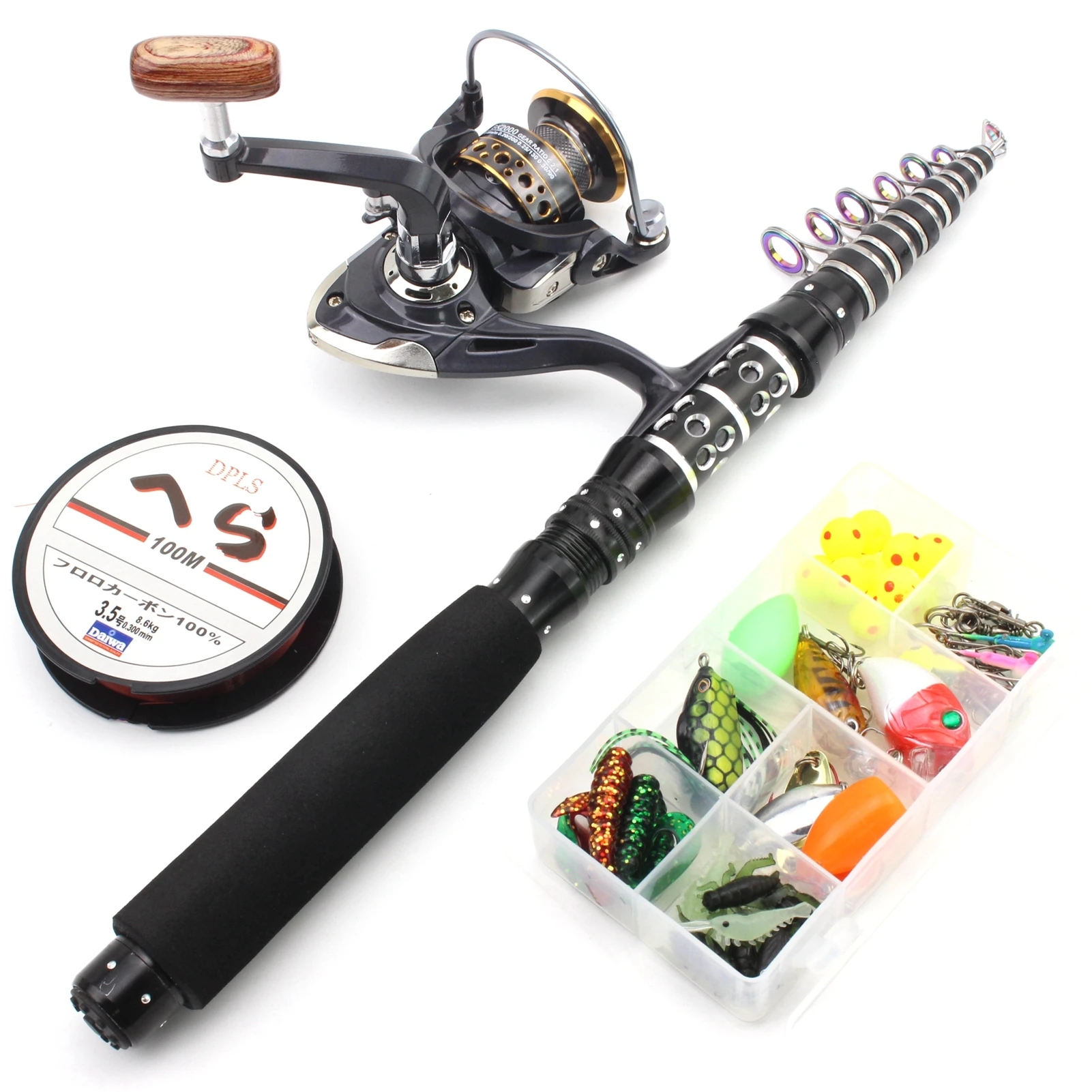 NEW 1.8m2.1m2.4m2.7m3.0m Rod Reel Combos carbon spinning Rod Portable Rod and Reel Soft bait Fish hook bag Beginner fishing set