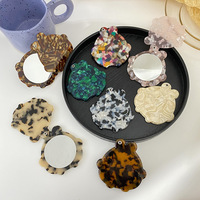 Retro Fashion Acetate Sheet Round Makeup Mirror  Portable Compact Pocket For Women Girl Cosmetic Small Compact Mirrors