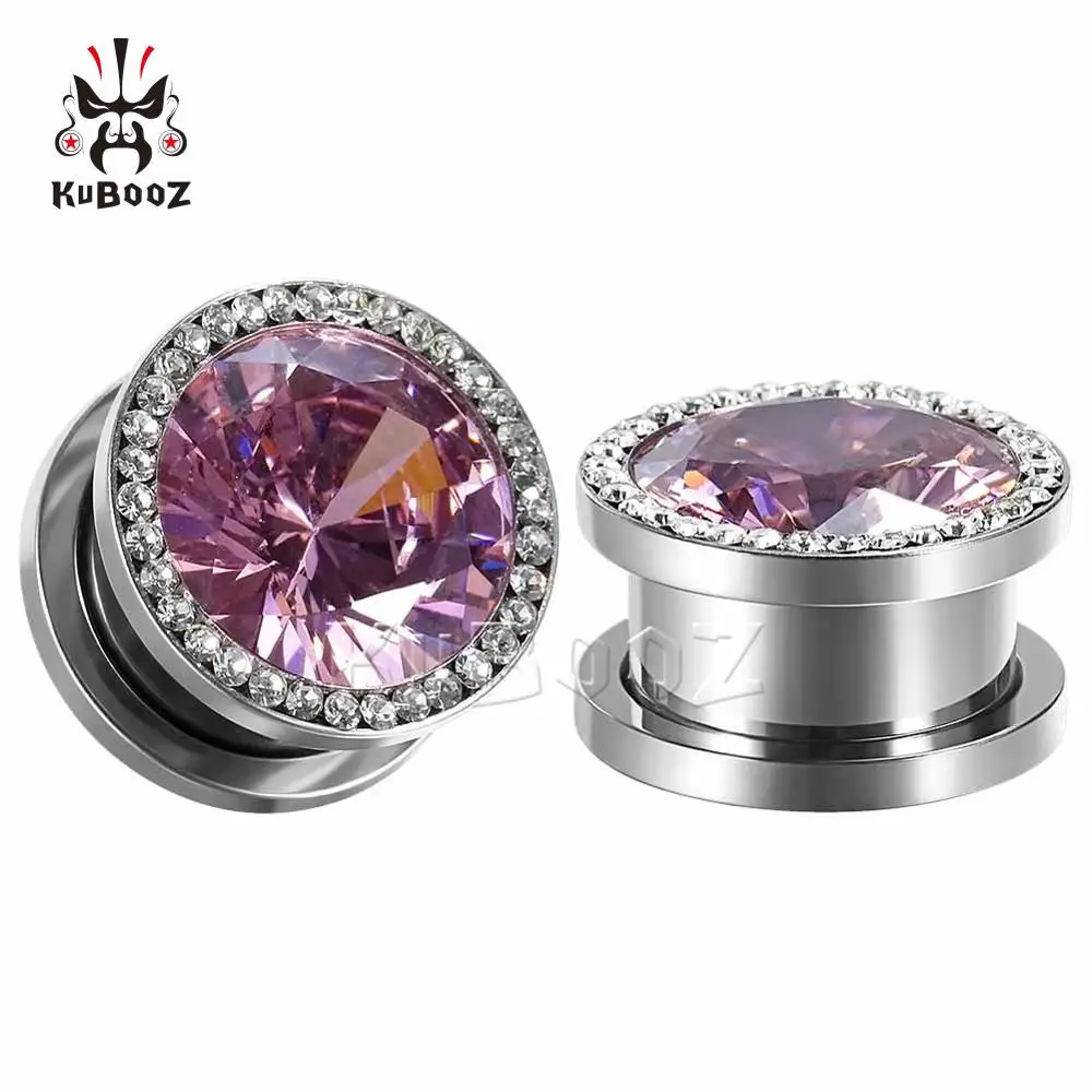 KUBOOZ Fashion Stainless Steel Ear Gauges Plugs Tunnel Expander Screw Earrings Body Piercing Jewelry Stretchers Rings 2PCS