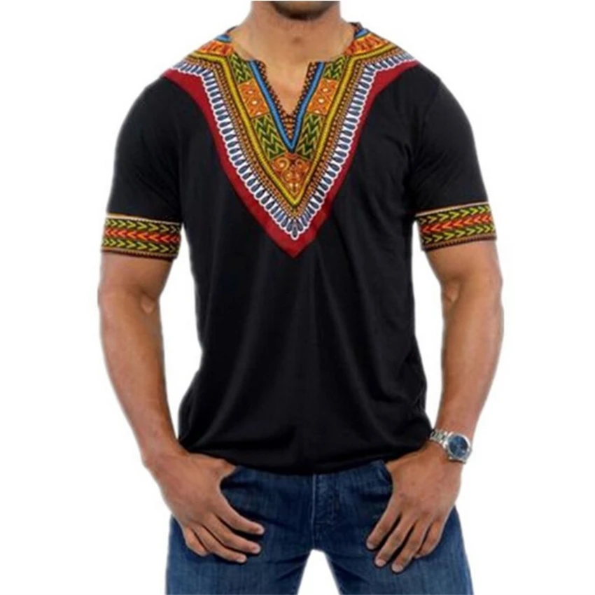 Vestido Dashiki africano para hombre, camiseta informal de manga corta con estampado rico bazin, 6 colores, moda de verano, 2022