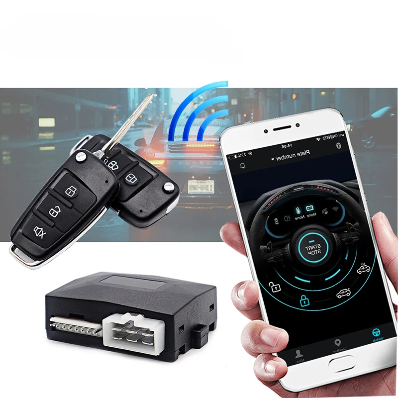 

Intelligent Control Car Engine Start Stop Button Mobile Phone APP Remotely Keyless Entry System Central Lock By Remote Controler