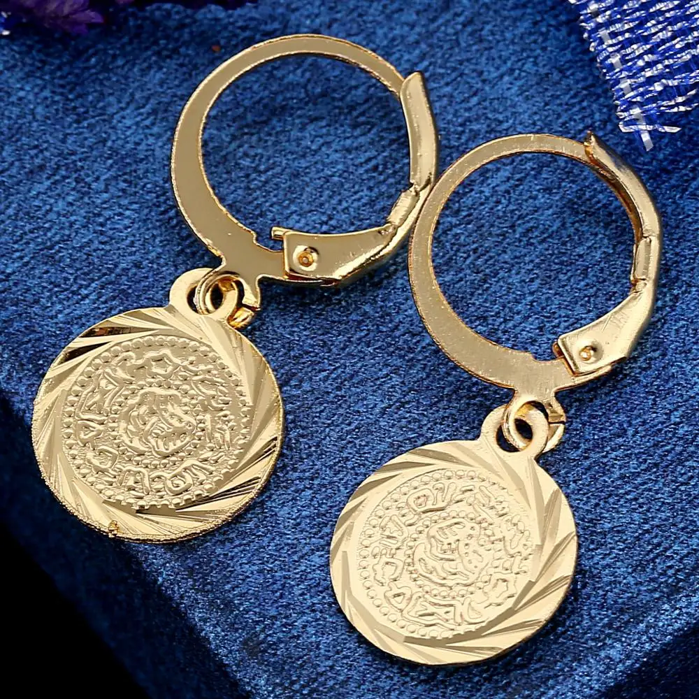 Gold Color Coin Earrings Muslim Islamic Jewelry Ancient Coin Arab African Jewelry