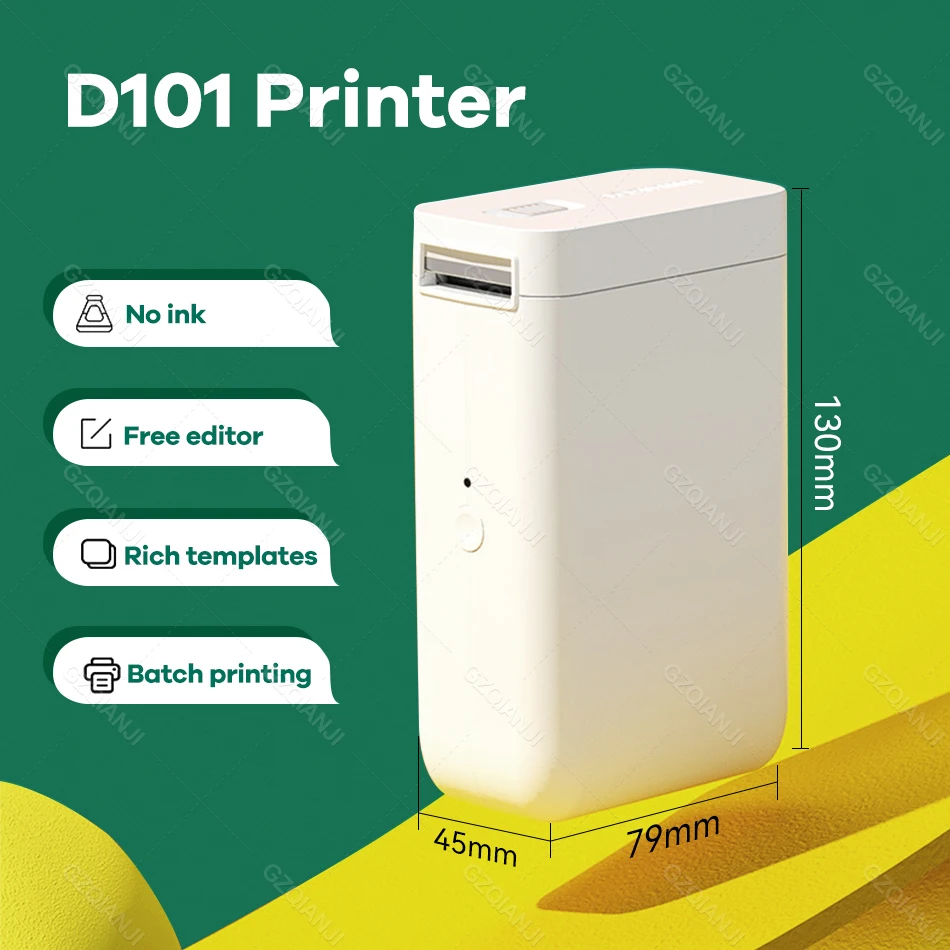 25mm D101 Niimbot Label Thermal Printer Maker Machine With 6 / 9 Rolls Color Cute Label Sticker Paper Rolls D11 Upgrade