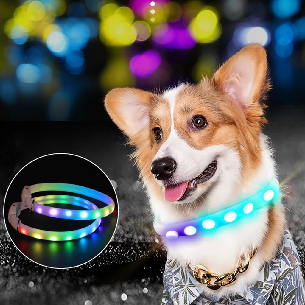 LED Pet Dog Collar, Night Safety Flashing Glow In The Dark Dog Leash, Dogs Luminous Fluorescent Collars Pet Supplies