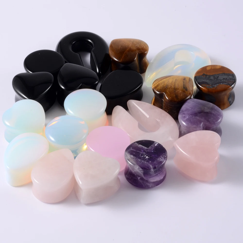 Heart Shape/Teardrop Stone Ear Plug Tunnel Earring Gauges Helix Piercing Ear Stretcher Ear Plugs Body Piercing Jewelry 6mm-25mm