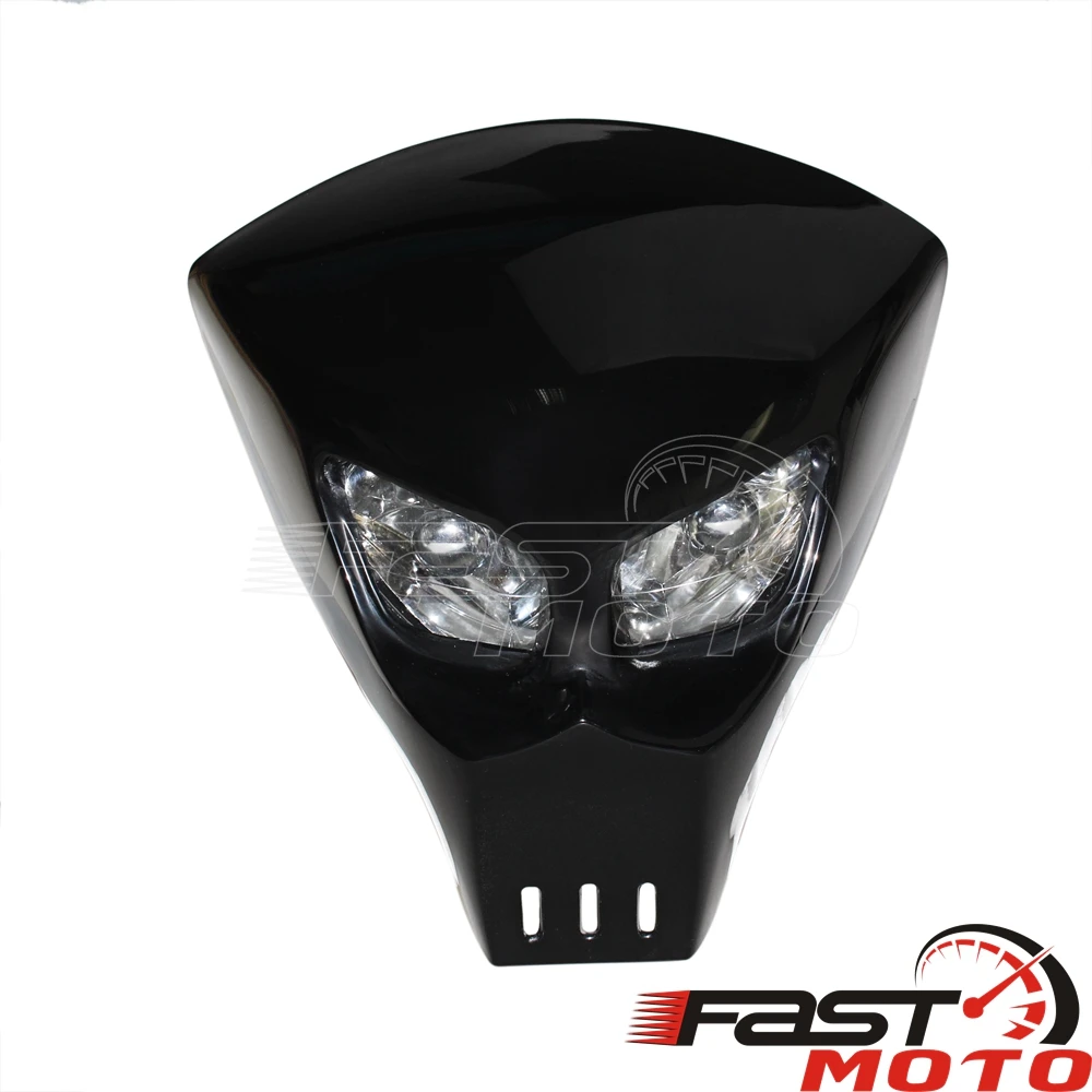 12V Skull Headlight Custom Motorcycle Headlight Mask Fairing Streetfighter Lamp For Cafe Racer Chopper Bobber Street Bike Harley