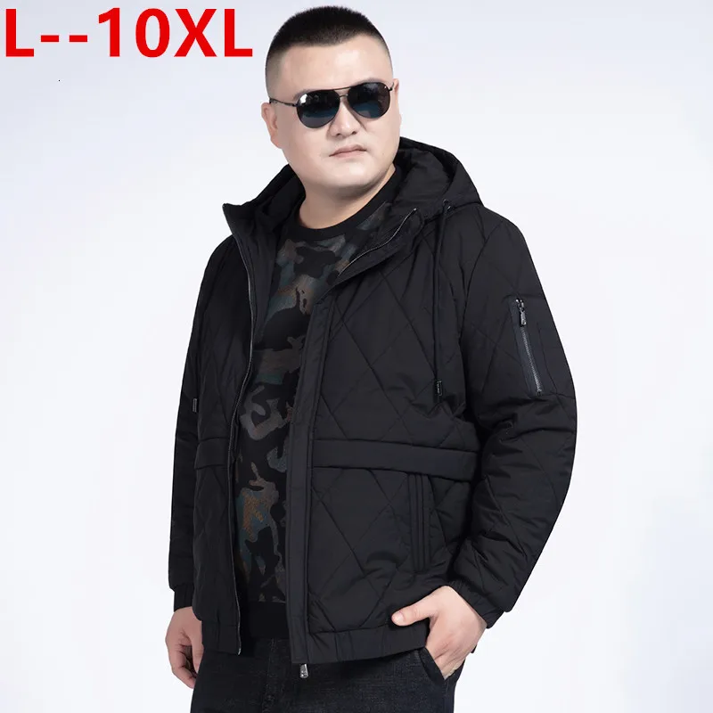 plus   Men Winter Jacket Coat Fashion Quality Cotton Padded Windproof Thick Warm Soft Brand Clothing Hooded Male Parkas