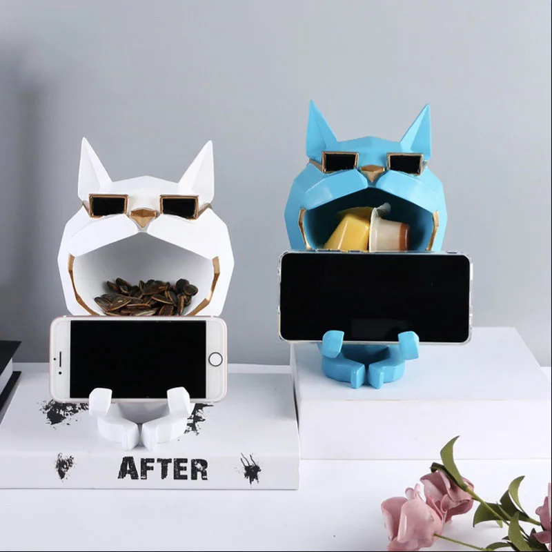 Resin Nordic Statue Cool Big Mouth Cat Food Candy Key Storage Box Phone Holder Sculpture Crafts Ornaments Living Room Decor