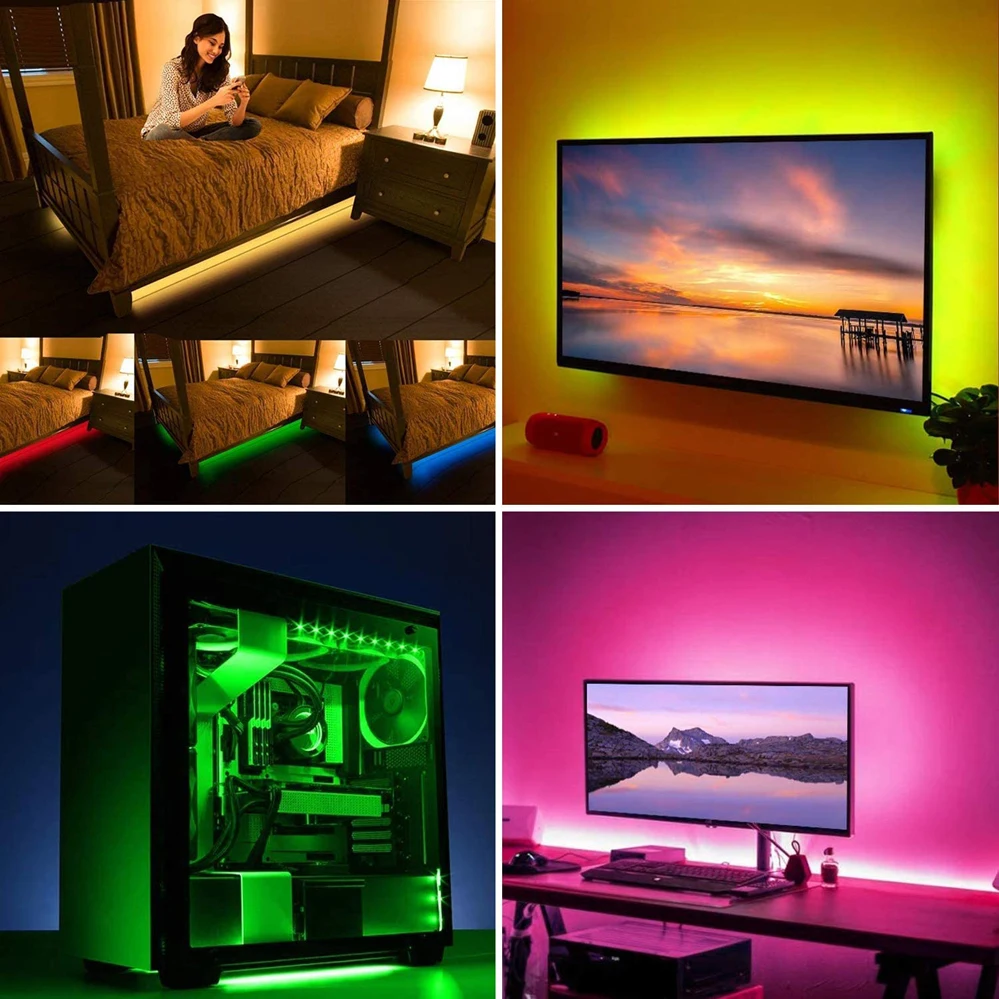 5V USB LED Strip Light RGB 5050 Battery Power Kit Waterproof LED Tape String Lighting For PC LCD TV Backlight Home Decoration