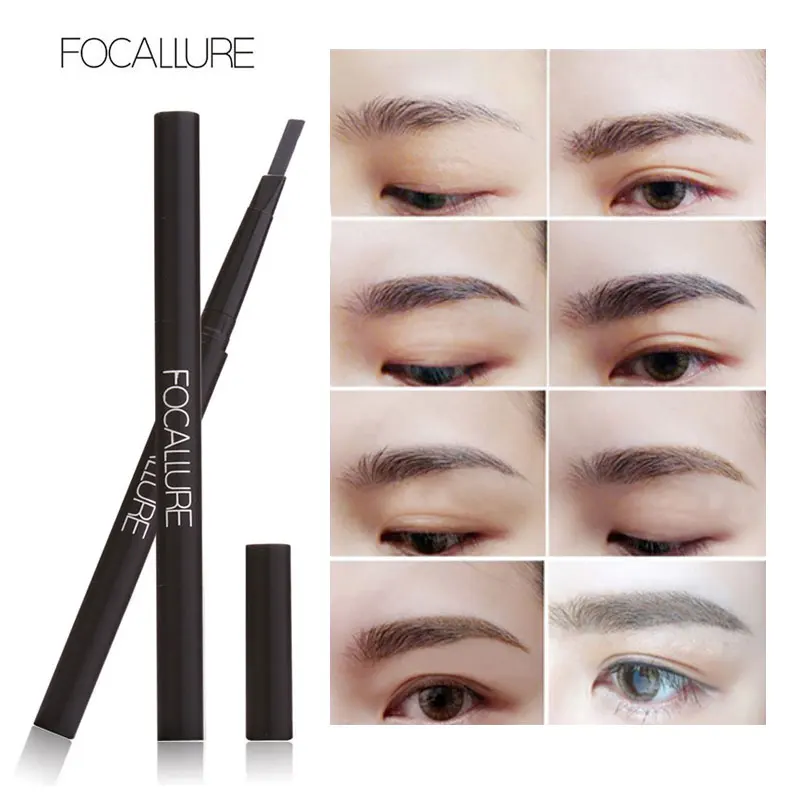 Focallure 3 Colors Eyebrow Pencil New Waterproof Easy to Wear Eye Brow Pen Natural Black Brown Gray Eye Makeup Tools