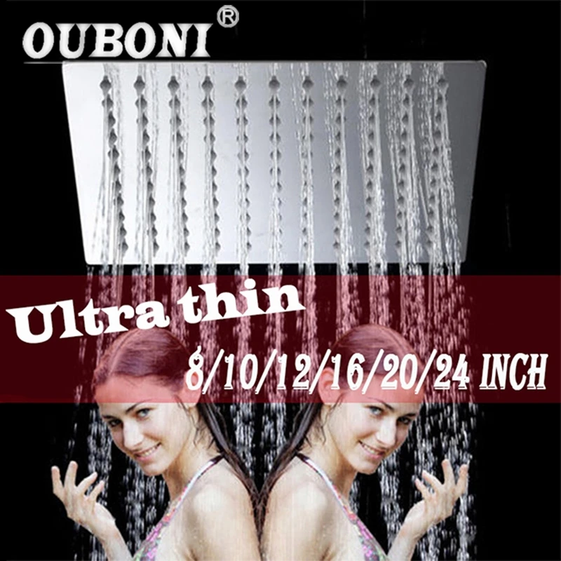 

8 10 12 16 20 24 inch Stainless Steel Shower head Bathroom Shower Faucet Head Chrome Polish Rain Ultrathin Shower Head