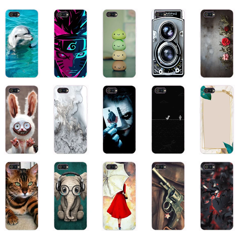 For Realme C2 Case Soft Silicon TPU Back cover For OPPO Realme C2 C2 RealmeC2 RMX1941 6.1inch Bumper Protective Funda cute cat 6