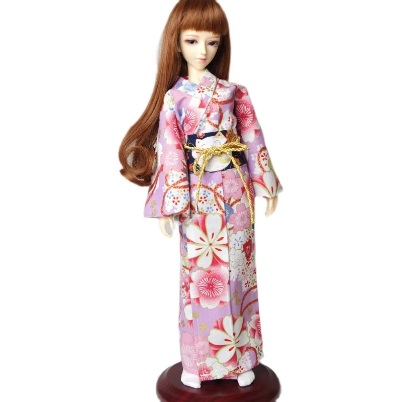 

OOAK Japan Style Purple Kimono Dress For 1/4 17" 44cm 1/3 1/6 Tall Female BJD MSD Yosd DK DZ AOD DD Doll Free Shipping