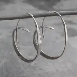 Simple Vintage Spiral Metal Hoop Earring Tribal Jewelry Antique Silver Gold Color Hook Loop Earrings For Women Accessories