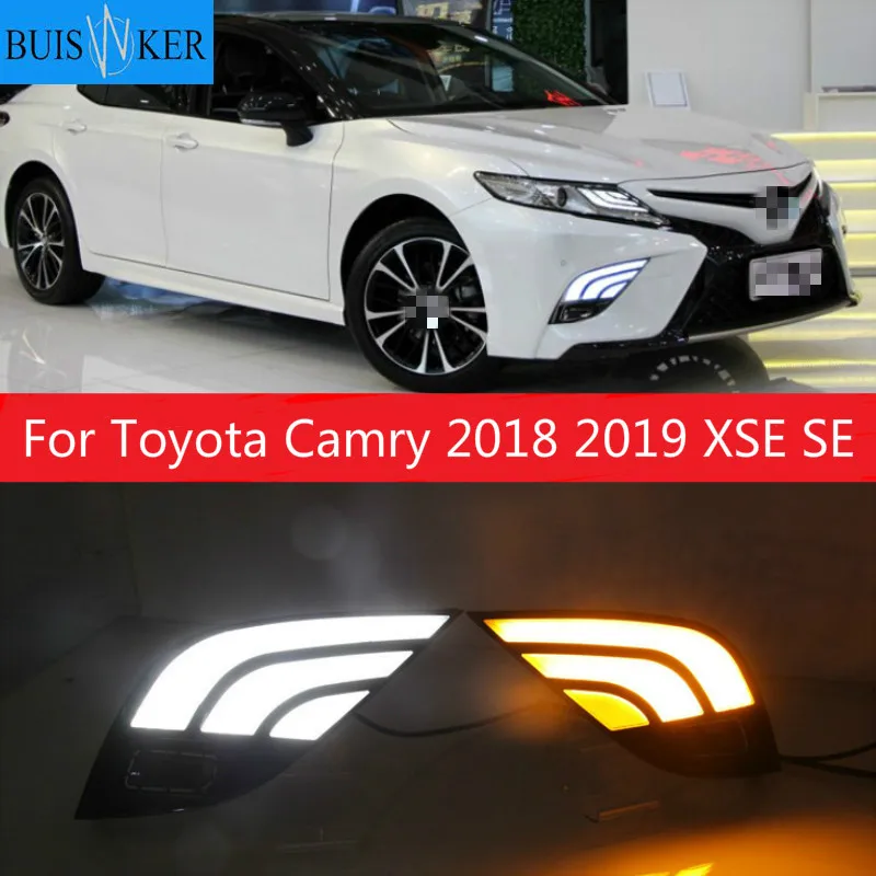 

1 Set LED Daytime Running Light Flowing Turn Yellow Signal Waterproof Car LED DRL For Toyota Camry 2018 2019 XSE SE