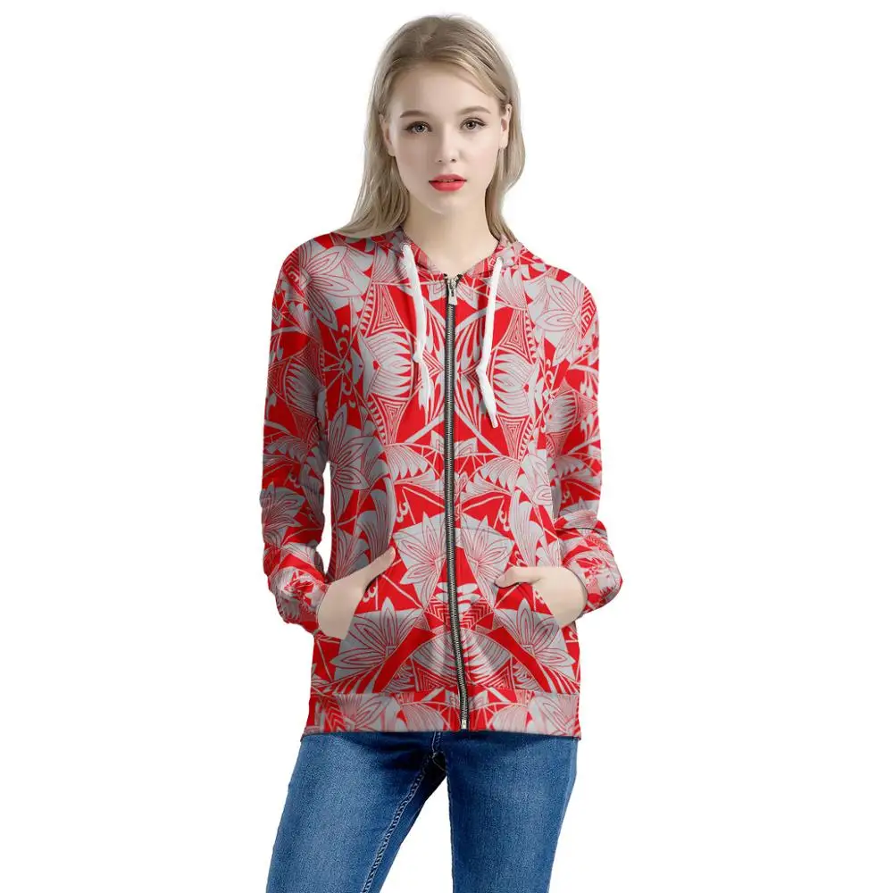 

Promotional Women's Unique Custom Polynesian Hoodies Hoodies Girls Casual Hooded Hoodies Zipper Jacket