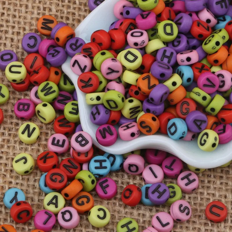 200Pcs 4*7mm Washed Smiling Face Letter Star Heart Round Shape Acrylic Beads For Make Bracelet Necklace Jewelry Accessories