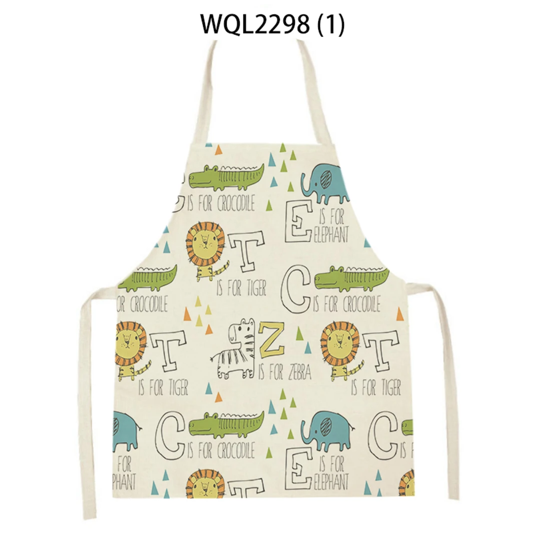 Animal Style Apron Household Cleaning Pinafore Cooking Aprons For Men Cartoon Lion Pattern Sleeveless Cotton Bib Home Custom Bib