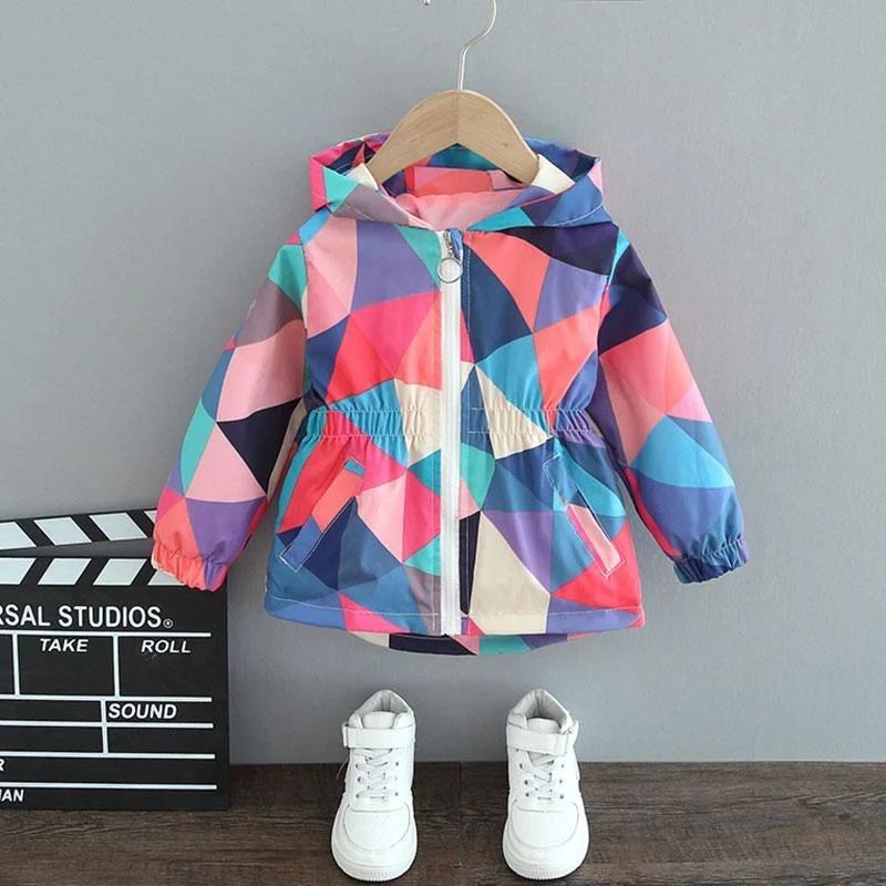 1 2 3 4 5 6 Years Baby Girls Jacket Cute Cartoon Animals Spring Autumn Boy Windbreaker Coat Hooded Zipper Outerwear Kids Clothes