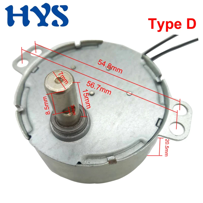 AC 220V-240V Permanent Magnet Synchronous Motor TYC-50 TYC49 TYJ50 50TYZ 4W Gear Reducer Speed CW CCW Turntable FAN