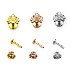 Cute Tiny Bee Labret Piercing Cartilage Earring Tragus Piercing Conch 316 Stainlesss Steel Internal Thread Body Jewelry