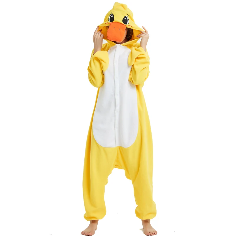 

Funny Women Duck Pajamas Anime Onesies For Adult Men Kigurumi Fleece Suit Cartoon One-Piece Sleepwear Cosplay Costume Halloween