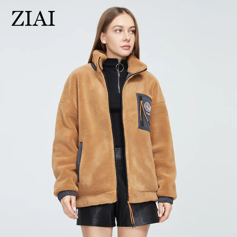 ZIAI 2022 New Plush Overcoat Women Spring Autumn Faux Fur Lamb Wool Coat Female Fleece Teddy Jacket Thickened Warmth ZN-T112