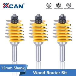 XCAN 1pc 12mm Shank Wood Router Bit 2 Teeth Adjustable Finger Joint Router Bit Tenon Cutter for Woodworking Tool