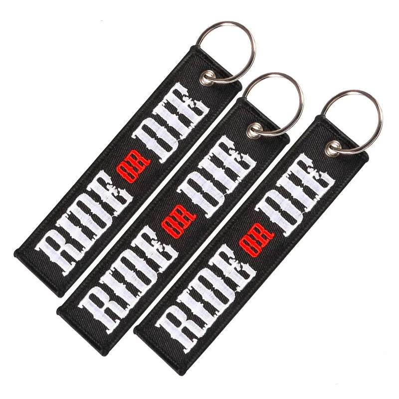 

3 PCS RIDE OR DIE Embroidery Letter Car Keychains for Motors Key Chain Bijoux Gifts Porte Clef Customized Key Ring Key Chains