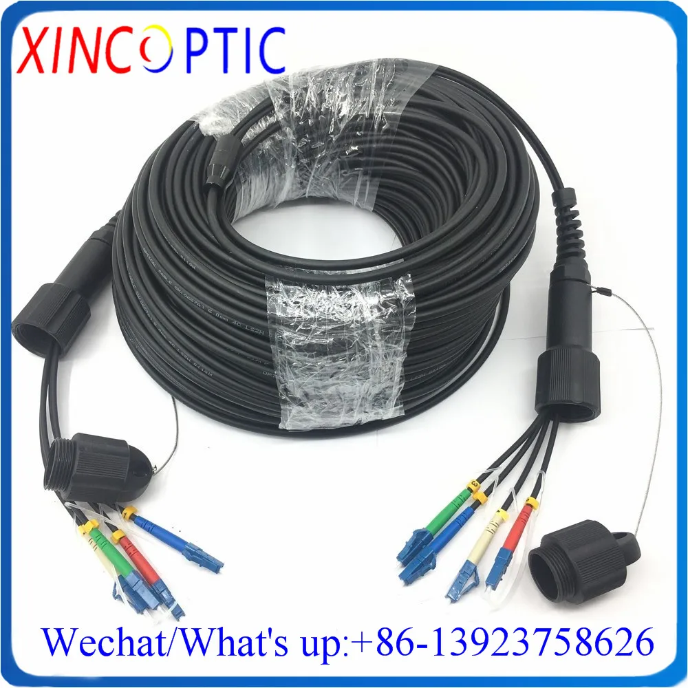 

40M,SM,4Core,G657A,OM1 OM2 Armored Black LSZH Cable,4.0mm,4F Singlemode 4C PDLC Armoured Fiber Optic Patch Cord Cable Connector