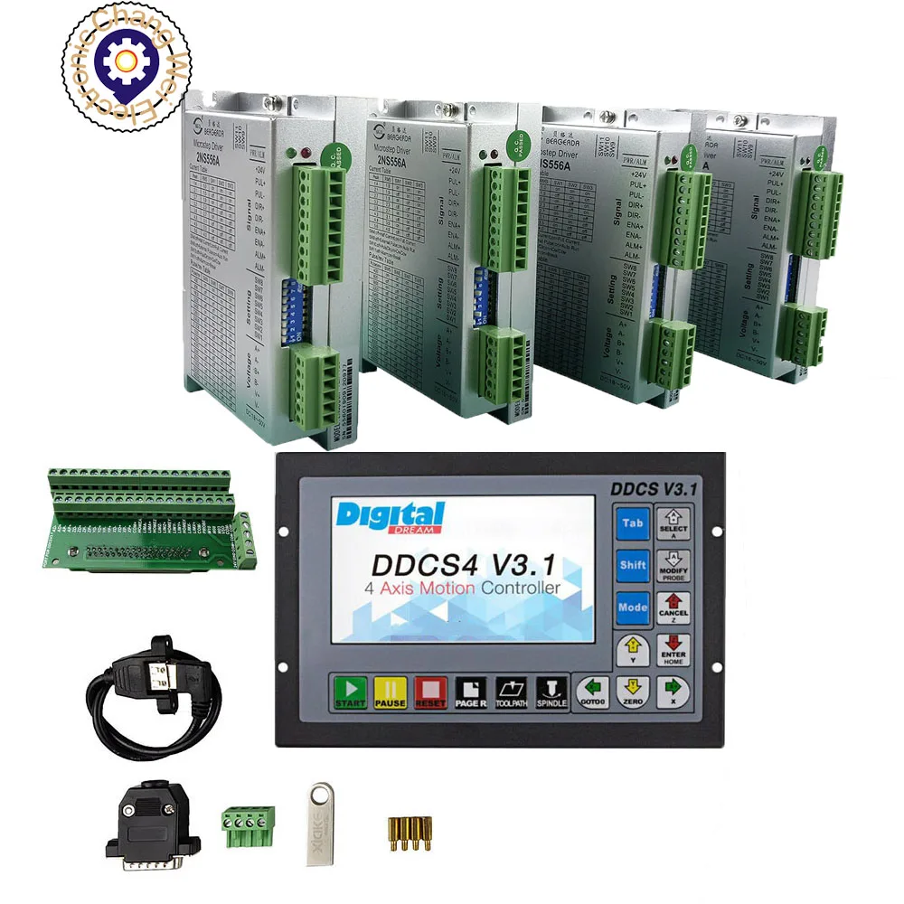 

CNC Router 3/4-axis Kit Controller DDCSV3.1 + Stepper Motors Drives 2NS556A For Around 3NM NEMA23/34 motor