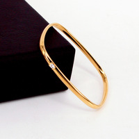 2025 New Arrival Stainless Steel Crystal Bangle Women Bracelets Luxury Brand Gold Plated Wedding Jewelry B71