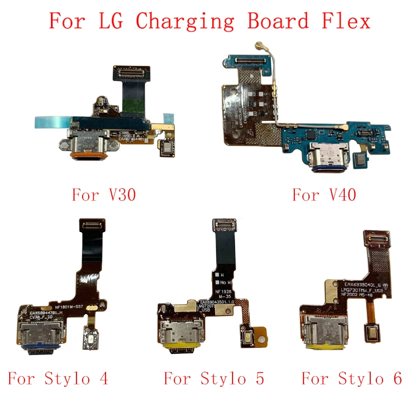 USB Charging Dock Port Connector Board Parts Flex Cable For LG V30 V40 ThinQ V50 ThinQ 5G Stylo 4 5 6 Q7 Replacement Part