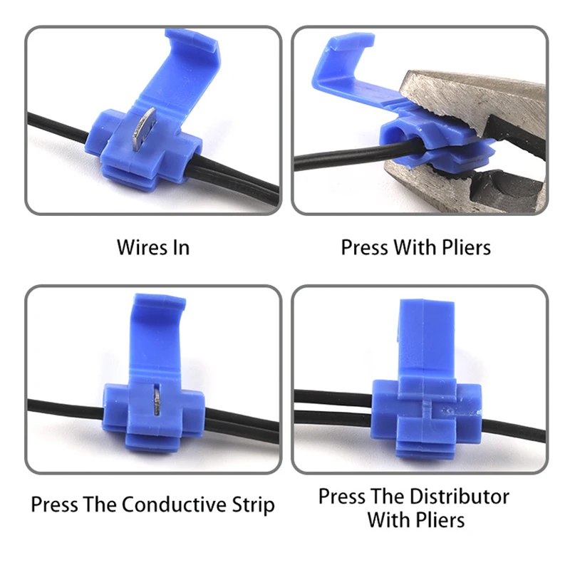 50PCS Wire Connector Scotch Lock Snap AWG22-18 Without Breaking Cable Insulated Crimp Quick Splice Electrical Terminals