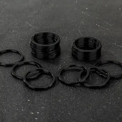 20 개/몫 금속 빈 열쇠 고리 키 체인 25 28 30 32 35mm 블랙 분할 링 Keyfob 키 홀더 반지 DIY 열쇠 고리 액세서리