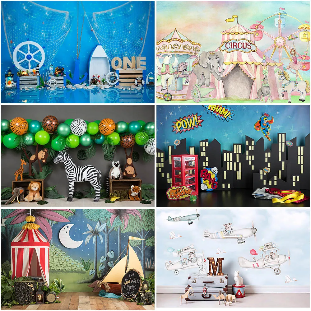 Cake Smash 1st Birthday Photography Backdrops Child Kids Baby Flower Bathroom Bears Decor Boy Girl Photocall Studio Background