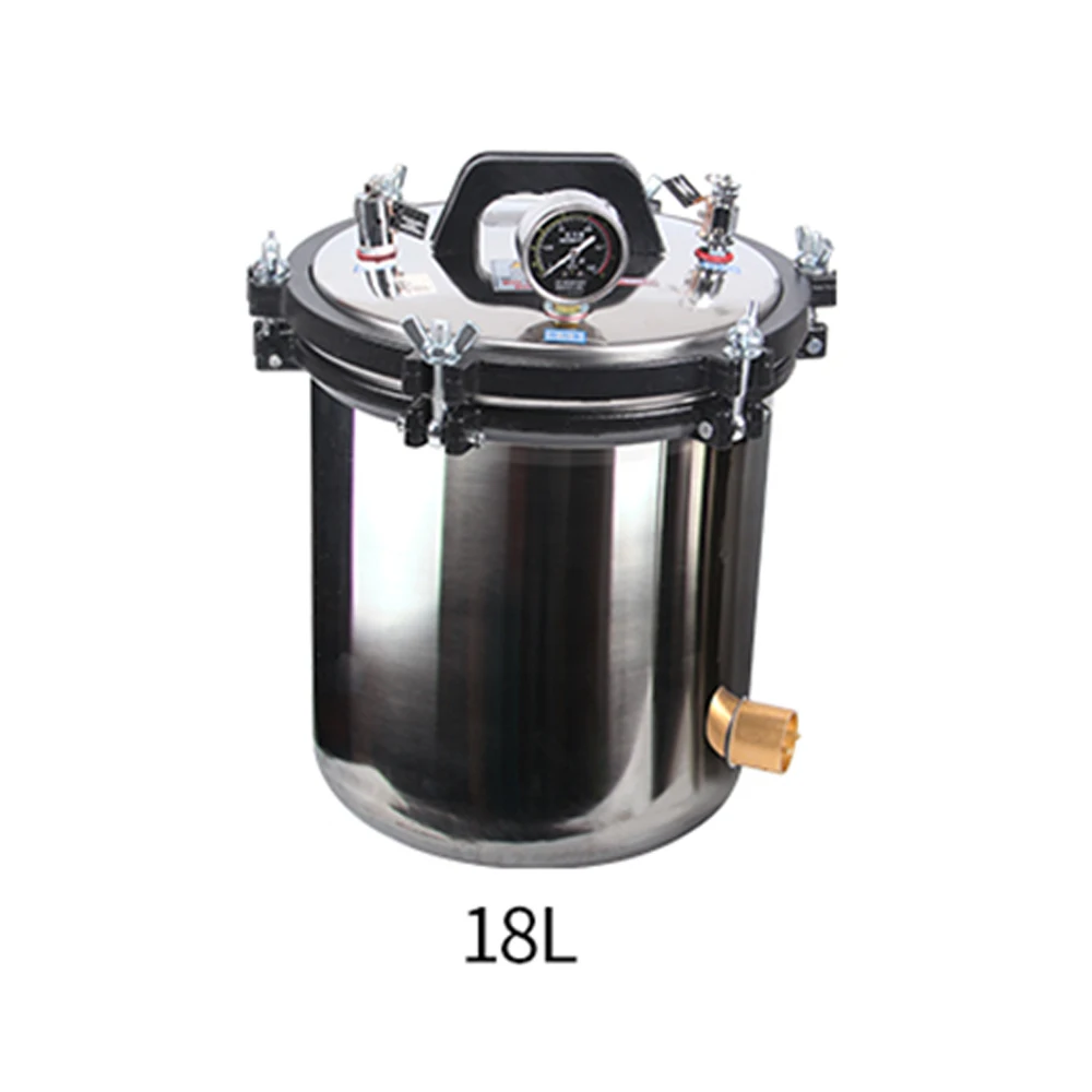 Portable Stainless Steel Heating Autoclave High Pressure Sterilizer Sterilization Pot Pressure Steam 8L/18L/24L