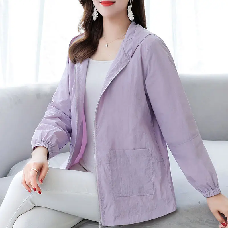 Extra Large Size Female Cardigan Zipper Middle-age Women Jacket Loose Sunscreen Clothing Spring and Summer Thin Coat XL-6XL r499