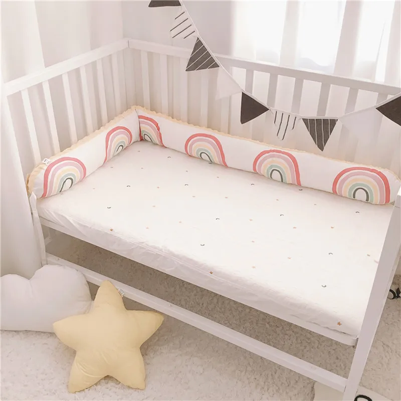 180 cm Baby Bett Stoßstangen Baumwolle Samt Kissen Kissen Stoßstange Infant Krippe Schutz Waschbar Kinderbett Stoßstange Bettwäsche Neugeborenen Zimmer decor