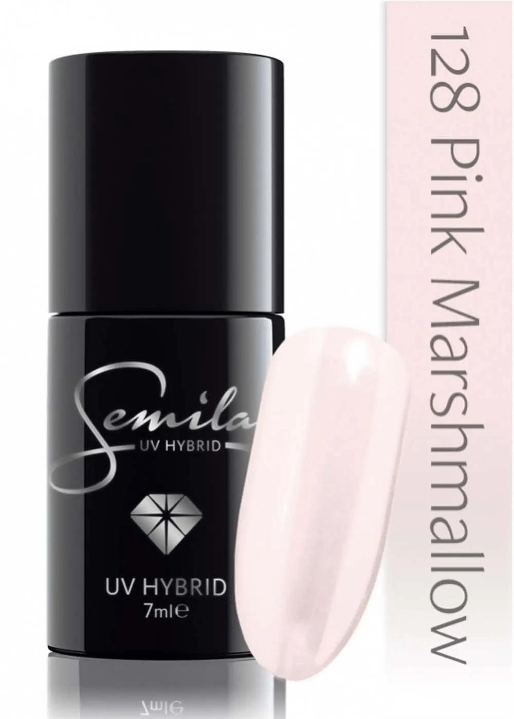 Semilac Pink Marshmallow 128 semi-permanent coverage, UV hybrid nail polish texture Gel