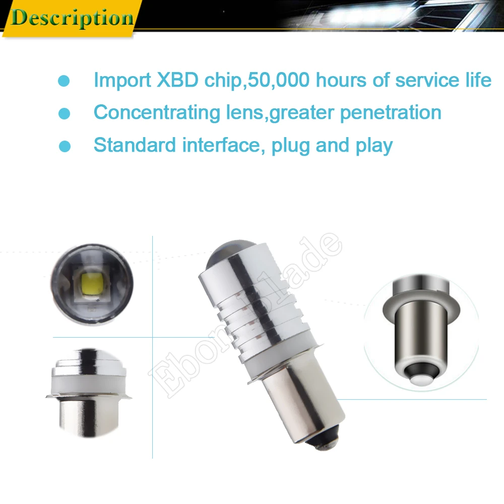 2PCS P13.5S Base PR2 High Power 3W LED Upgrade Bulb for Maglite Replacement Bulbs Led for 10v 12v 15v 18v 24v Flashlights Torch view 4