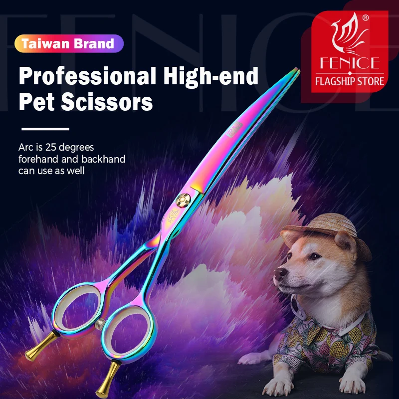 

Fenice 6.5 inch Professional Pet Grooming Dog Curved Scissors Japan 440C Annimal Cutting Shear