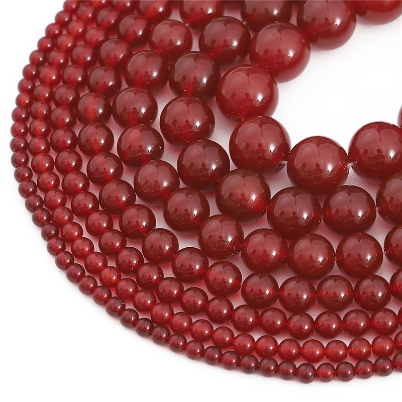 7A Grade round Natural Red Agate Gemstone Beads 4-14mm High Quality for DIY Jewelry Making Necklace Bracelet Earring Accessories
