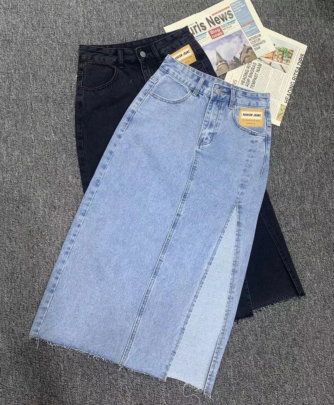 Seoulish Summer 2022 New Women\'s Long Denim Skirt Vintage High Wasit Jeans Skirt Female Straight Side Split A-line Pencil Skirts