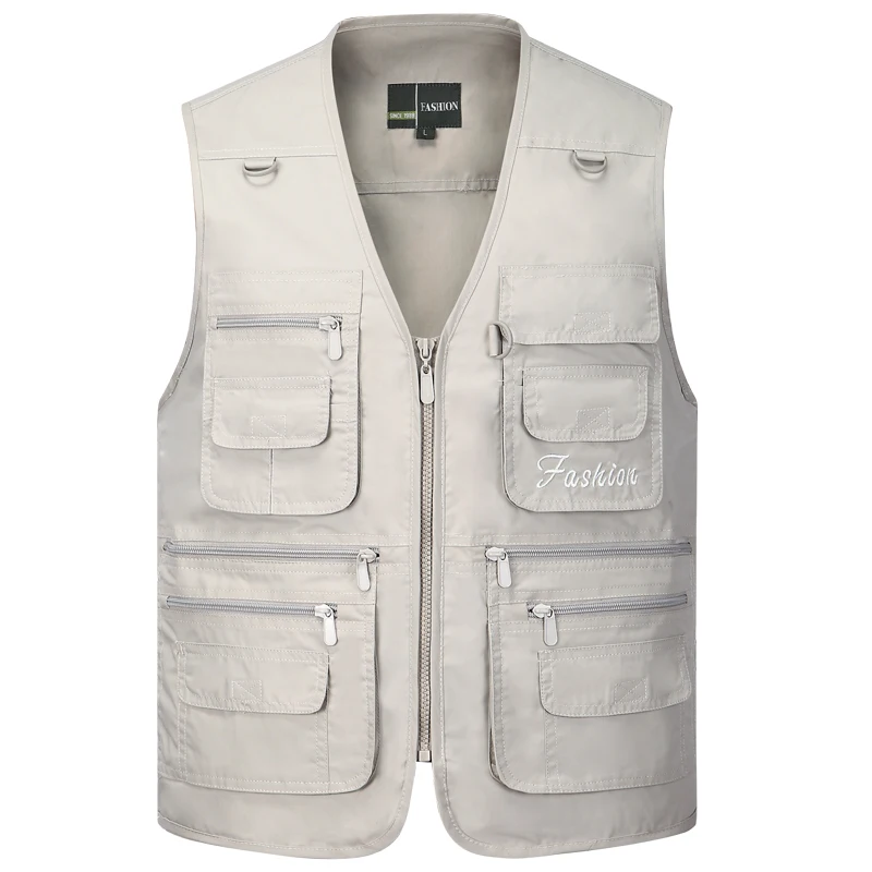 

Summer Men Sleeveless Baggy Jacket With Many Pockets Male Casual Regular Fit Multi Pocket Photographer Vest Waistcoat For Mens