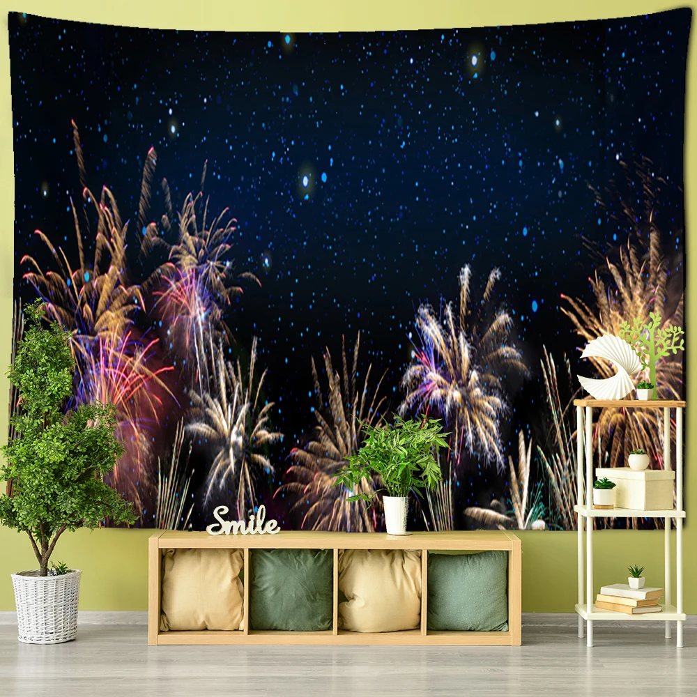 Gorgeous Fireworks Tapestry Christmas Gift Wall Hanging Psychedelic Witchcraft Hippie Artist Home Decor