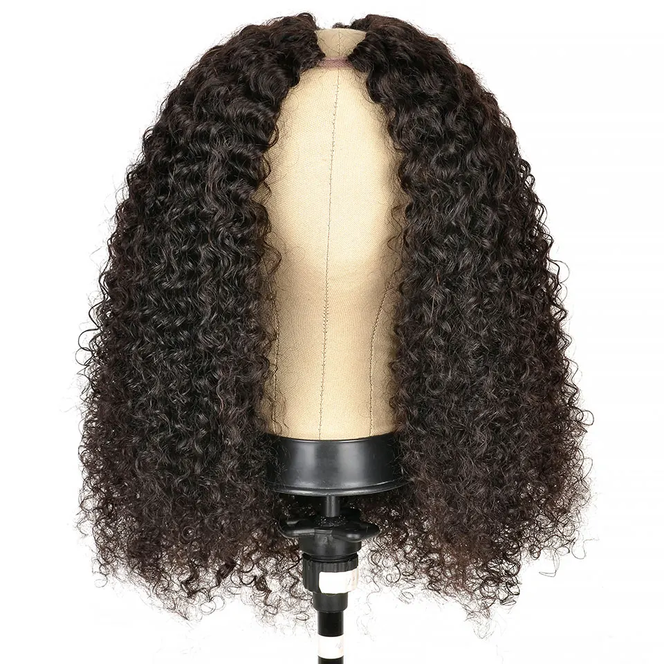 YVONNE 3C 4A Malaysian Curly Thin Part Wig Human Hair 100% Virgin Hair U Part Wig Natural Color